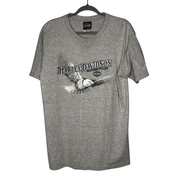 Vintage Harley Davidson Shirt Mens Large Gray Kuwait 2007 Motorcycle Eagle USA - Picture 1 of 8